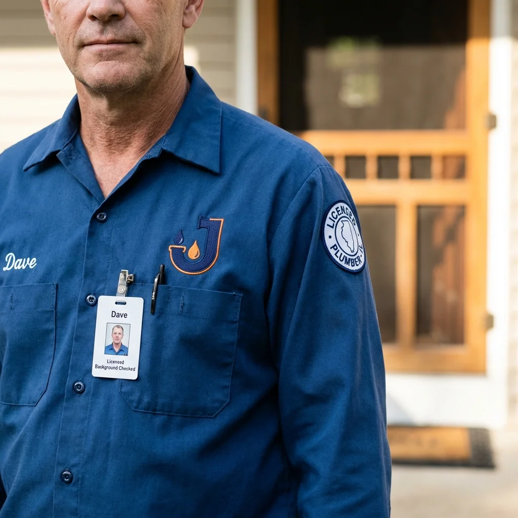 Licensed plumber showing ID badge in Steinhatchee, FL