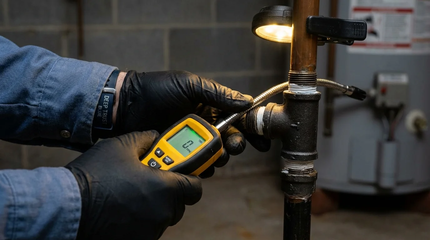 Gas leak detection with electronic sniffer by Johns Plumbing LLC in Steinhatchee