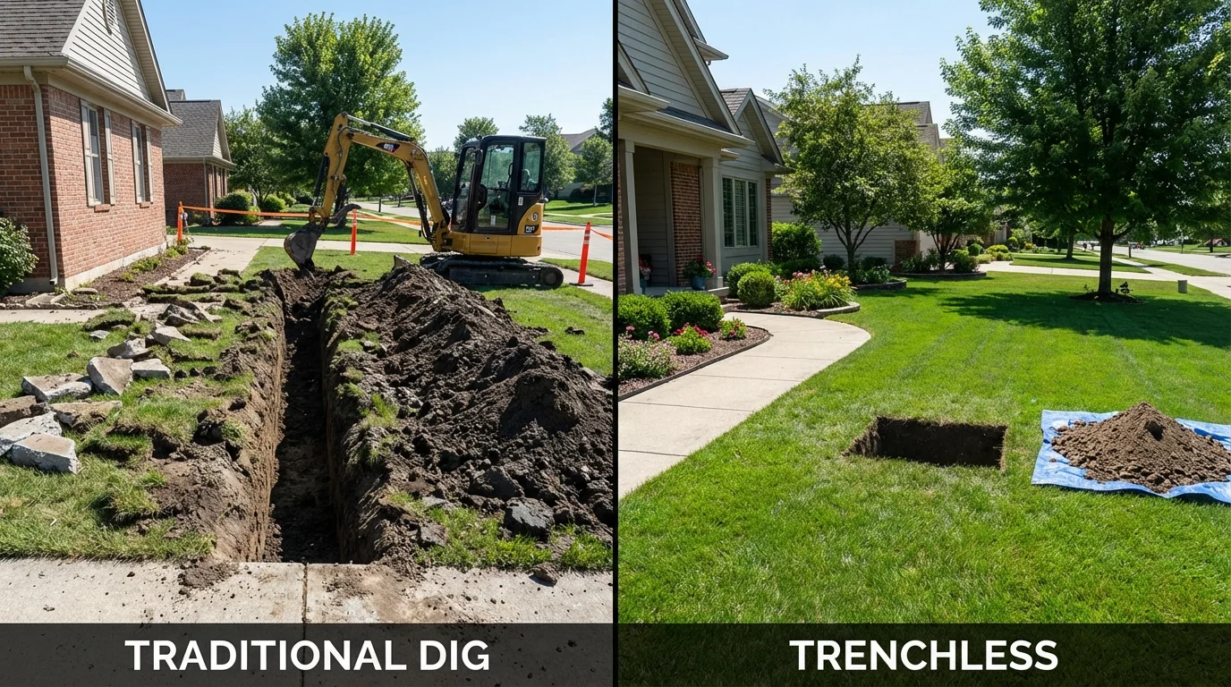 Trenchless sewer repair with minimal yard damage versus traditional excavation in Steinhatchee, FL
